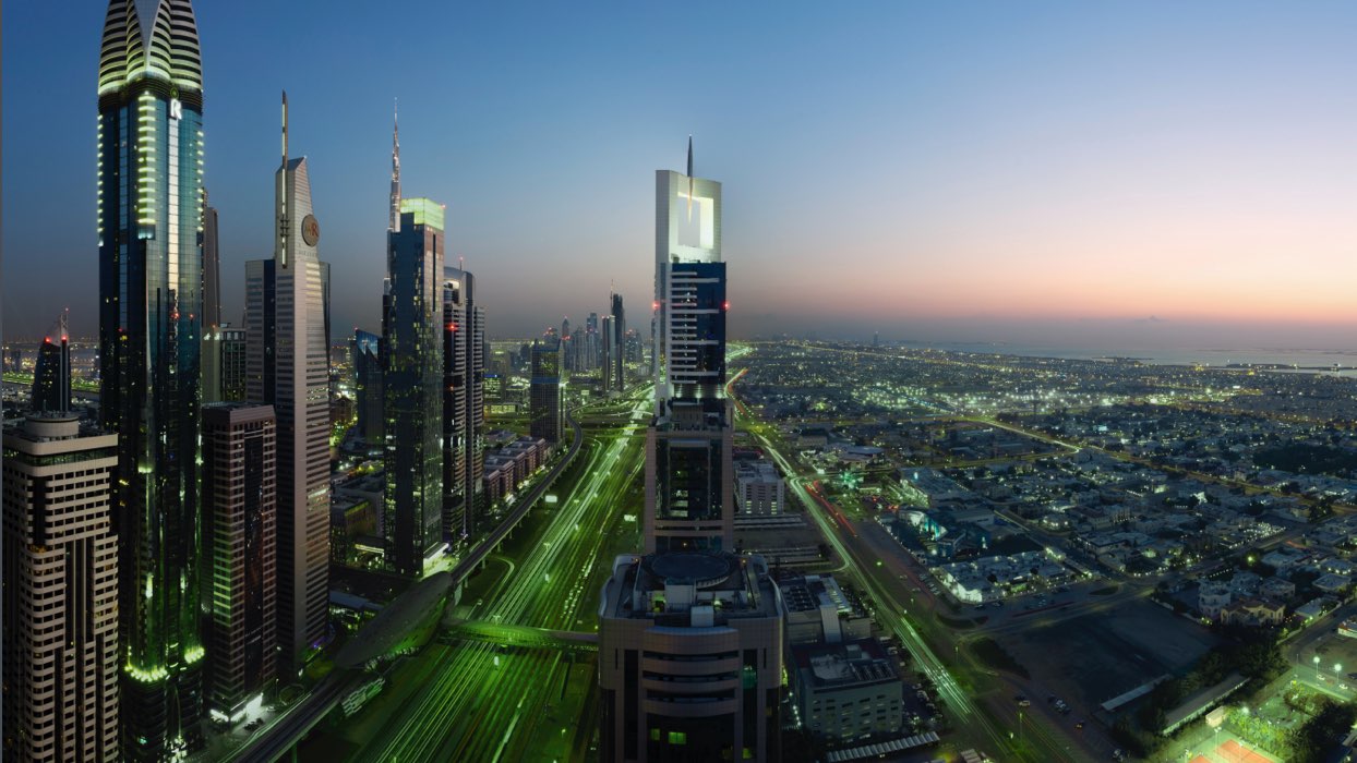 green lit city and highway