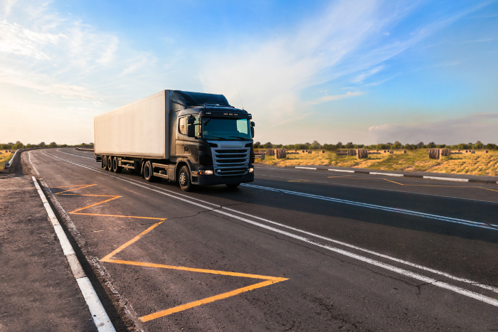 Diesel truck on highway Diesel truck on highway